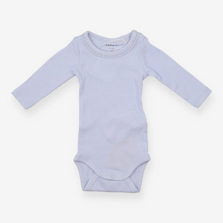Bodysuit Blue Ribbed Lace Neckline