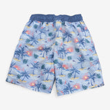 Swim Shorts Blue with Palm Trees