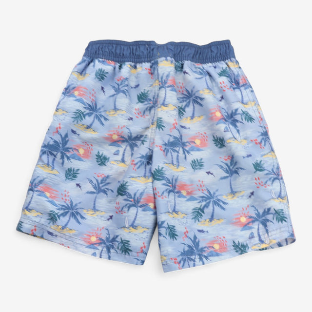 Swim Shorts Blue with Palm Trees