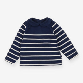 Navy Striped Collared Long Sleeve