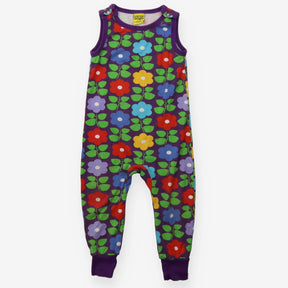 Dungarees purple large flowers