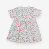 Woven Dress White with Blue and Red Flowers