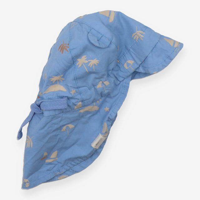 Blue sunhat with ears and beach print