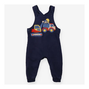 Jersey Dungaree Navy with Construction Vehicles
