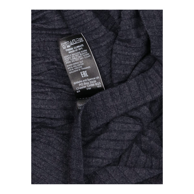 Navy Blue Soft Ribbed Knit Long Sleeve A Line Swin