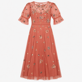 Dusty Pink Sequin Embellished Short Sleeve Maxi Dr