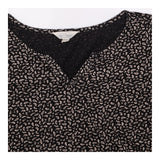 Indigo Cream Leaf Print V Neck Three Quarter Sleev