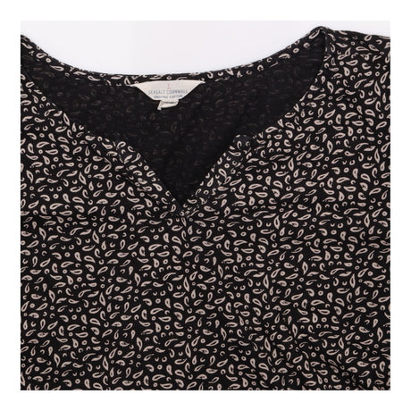 Indigo Cream Leaf Print V Neck Three Quarter Sleev
