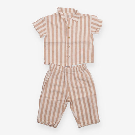 Cream Striped Baby Outfit