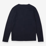 Cardigan Navy Button Front Long Sleeve Minimal Kni