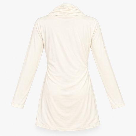 Cream Draped Long Sleeve Maternity Dress