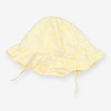Sunhat with Strap Yellow with White Flowers
