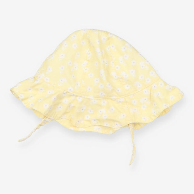 Sunhat with Strap Yellow with White Flowers