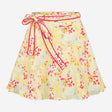 Skirt Yellow Pink Floral Print Wrap Tie Waist Midi