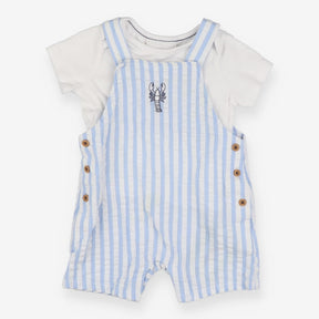 Dungarees Blue Stripe With T-Shirt - Lobster
