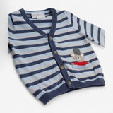 Cardigan blue stripe with guard bear in pocket