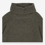 Khaki Roll Neck Dress | Ribbed Sweater Maxi Dress