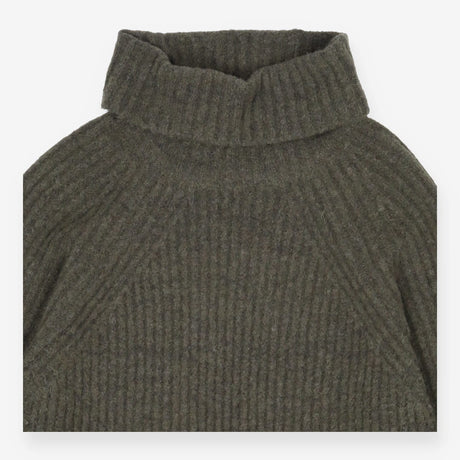 Khaki Roll Neck Dress | Ribbed Sweater Maxi Dress