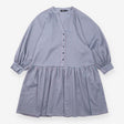 Checked Dress Blue Pink Button Front Long Sleeve