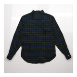 Shirt Blue Green Tartan Check Cotton Ruffle Trim