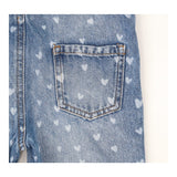 Denim dungarees with white hearts