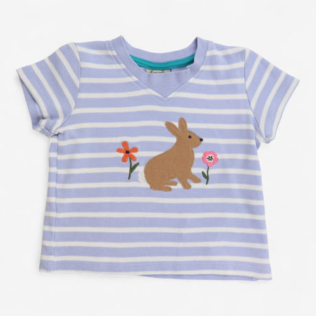 T-Shirt Short Sleeve Blue and White Striped with B