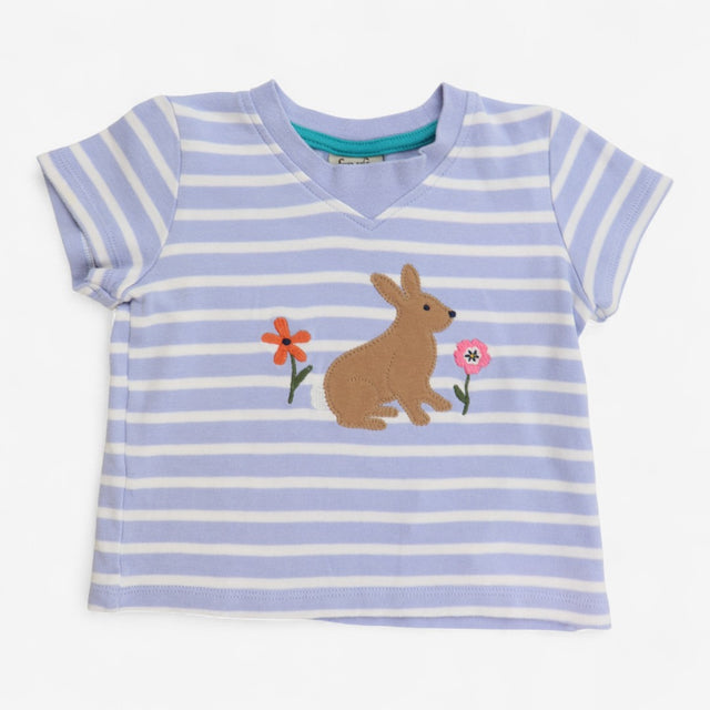 T-Shirt Short Sleeve Blue and White Striped with B