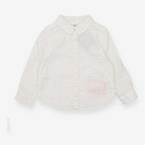 Shirt Long Sleeve White Blue Diamonds