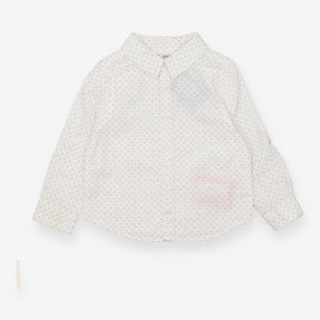 Shirt Long Sleeve White Blue Diamonds