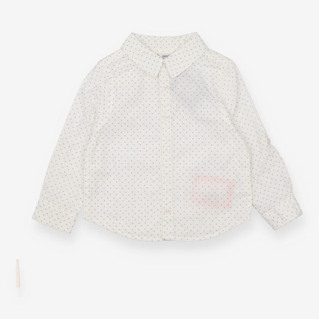 Shirt Long Sleeve White Blue Diamonds