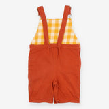 Burnt Orange Dungarees Yellow Lining