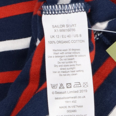 Navy White Red Stripe Long Sleeve Organic Cotton T