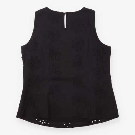 Black 100% Cotton Broderie Anglaise Sleeveless Top