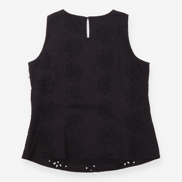 Black 100% Cotton Broderie Anglaise Sleeveless Top