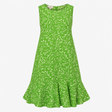 Dress Green Ditsy Floral Button Detail Midi