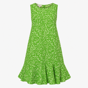 Dress Green Ditsy Floral Button Detail Midi
