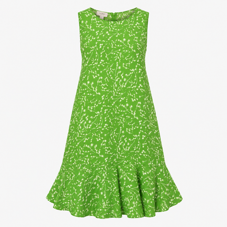 Dress Green Ditsy Floral Button Detail Midi