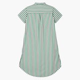 Green & Cream Striped Button Through Midi Shirt Dr