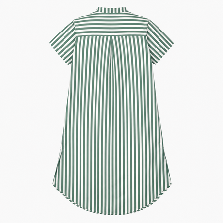 Green & Cream Striped Button Through Midi Shirt Dr