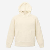 Cream Textured Knit Hoodie with Kangaroo Pocket
