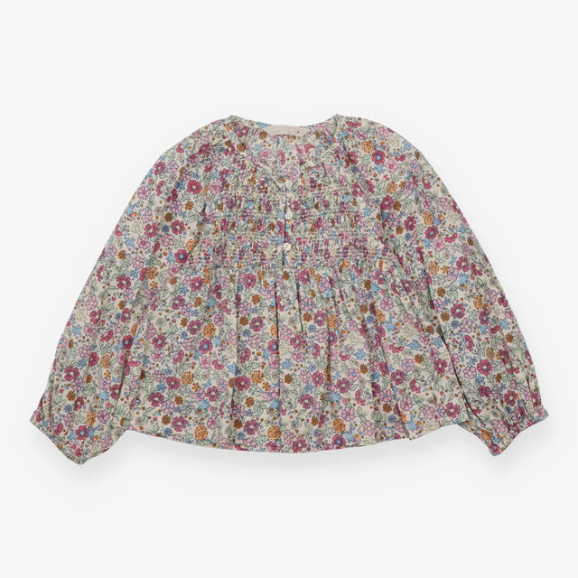 Cream Floral Long Sleeve Blouse 
