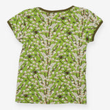 T-shirt Short Sleeve Green Goat Willow Print