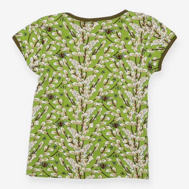 T-shirt Short Sleeve Green Goat Willow Print