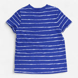 T-shirt blue with white stripes race car