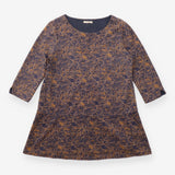 Tunic Top Charcoal Ochre Abstract Print