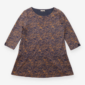 Tunic Top Charcoal Ochre Abstract Print