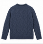 Jumper Blue Cable Knit Pure New Wool Crew Neck