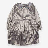 Dress LS silver sequin collar lined