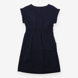 Dress Navy Wrap Front Tie Waist Short Sleeve
