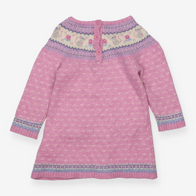 Dress knit pink mice fairisle